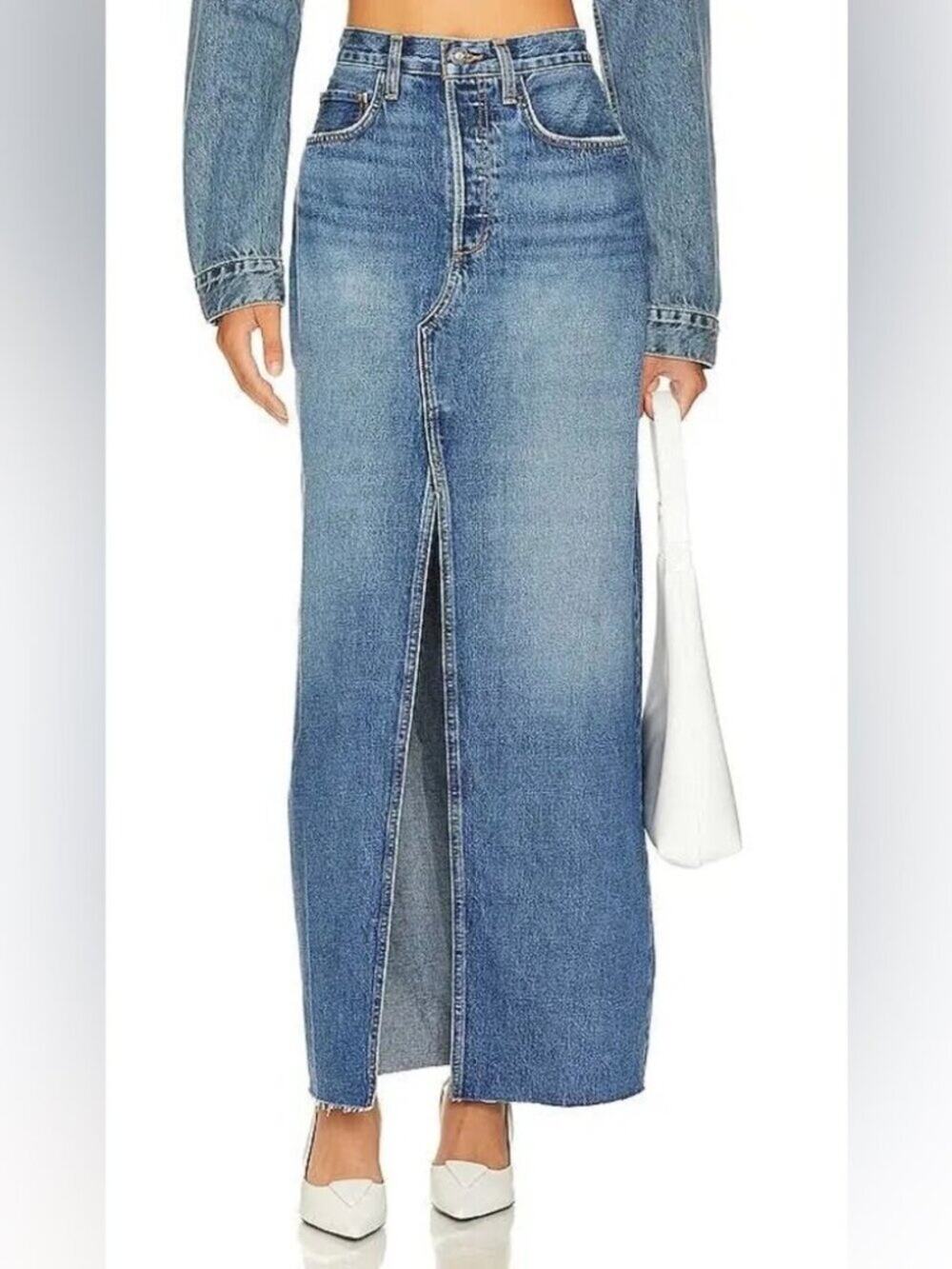 Favorite Daughter The Sadie Denim Maxi Skirt 28 Slit